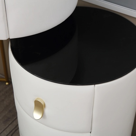 Masuta machiaj cu Oglinda LED si 4 Sertare pentru Cosmetice, Set Masa toaleta 60 cm, Alb, masuta cosmetica, vanity - SEA170 - Img 4