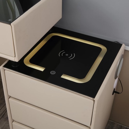 Masuta machiaj cu Oglinda LED si 6 Sertare pentru Cosmetice, Set Masa toaleta 80 cm, Alb, masuta cosmetica, vanity - SEA169 - Img 6