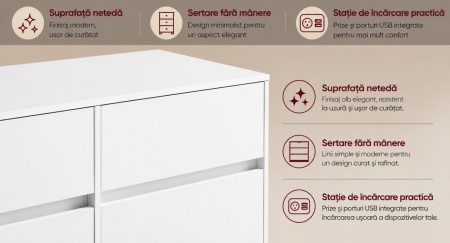 Masuta machiaj pentru Colt cu Oglinda LED si 8 Sertare pentru Cosmetice, Set Masa toaleta Alba, masuta cosmetica, vanity cu Priza si USB - SEA16 - Img 8