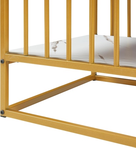 MCAU20 - Masuta de cafea 120 cm, masa pentru living imitatie marmura - Alb - Auriu / Negru - Img 7