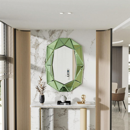 OGV1 - Oglinda ornamentala 3D Verde 72 x 100 cm, pentru perete, dormitor, living - Verde