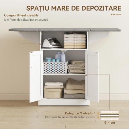 2 in 1 Comoda si Masa Calcat cu raft, 54 cm - Alb - Gri - COA1 - Img 6