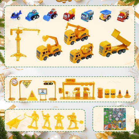 CADV1 - Calendar Advent Copii pentru 3-6 ani - Jucarii Constructii, Santier, 24 Surprize ingineresti pentru Craciun - Img 6