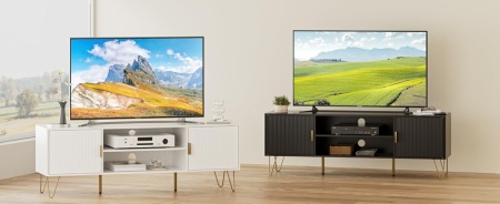 COATV2 - Comoda TV, 137 cm, living, dormitor - Alb / Negru - Img 3