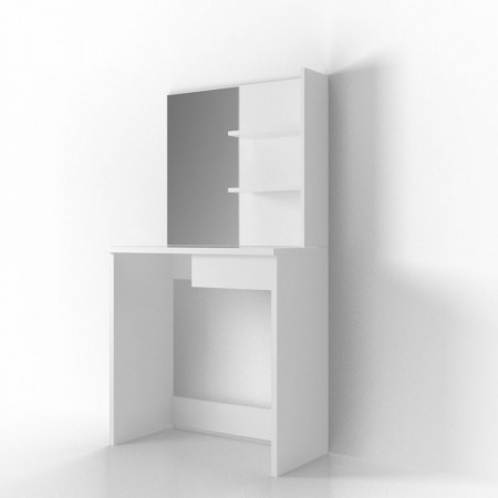 Masuta machiaj cu Oglinda LED si 1 Sertar pentru Cosmetice, Set Masa toaleta 75 cm, Alb, masuta cosmetica, vanity - SEA333 - Img 2