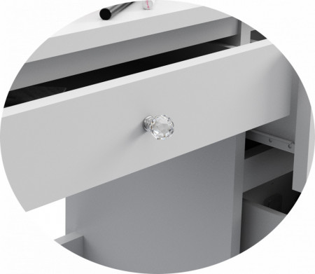 Masuta machiaj cu Oglinda LED si 4 Sertare pentru Cosmetice, Set Masa toaleta 94 cm, Alb, masuta cosmetica, vanity - SEA538 - Img 2