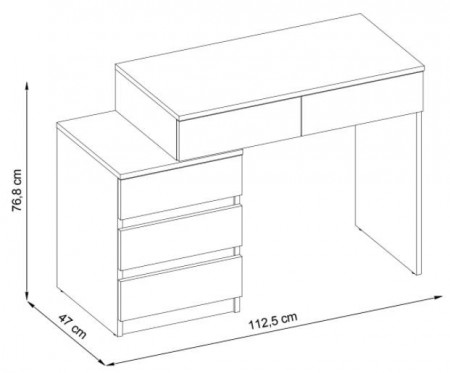Masuta machiaj cu Oglinda LED si 5 Sertare pentru Cosmetice, Set Masa toaleta 112 cm, Stejar, masuta cosmetica, vanity - SEM510 - Img 2
