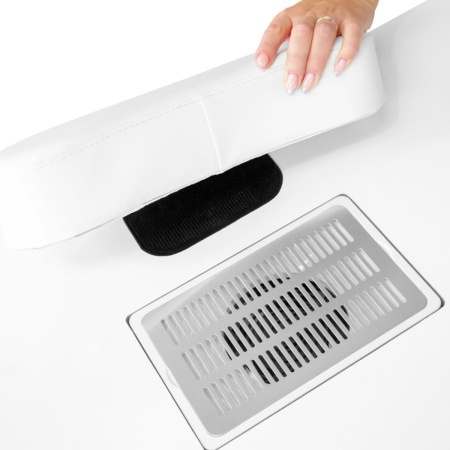 Masuta manichiura, 120 cm, masa cosmetica cu Aspirator incorporat, pernita - Alb - MANIA5 - Img 11