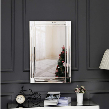 OGG8 - Oglinda 90x60 cm, pentru perete ornamentala dormitor, living - Argintie