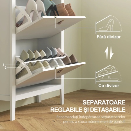 PANA30 - Pantofar 80 cm ingust, 2 compartimente duble, pantofare, depozitare pantofi, mobilier hol - Alb sau Verde - Img 8