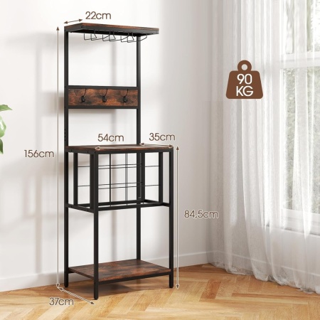 RVI6 - Rafturi Vin, 54 cm, depozitare vin, raft stil industrial, bucatarie, living, dining - Negru - Maro - Img 4
