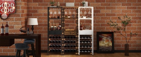 RVI8 - Rafturi Vin, 40 cm, depozitare vin, raft stil industrial, bucatarie, living, dining - Negru / Alb / Maro - Img 10