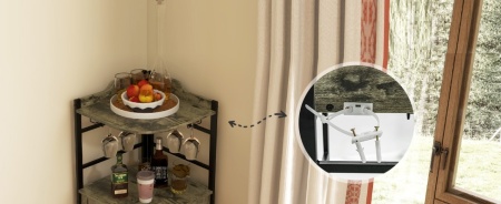 RVI9 - Rafturi Vin, 46 cm, depozitare vin, raft stil industrial, bucatarie, living, dining - Maro - Negru - Img 7