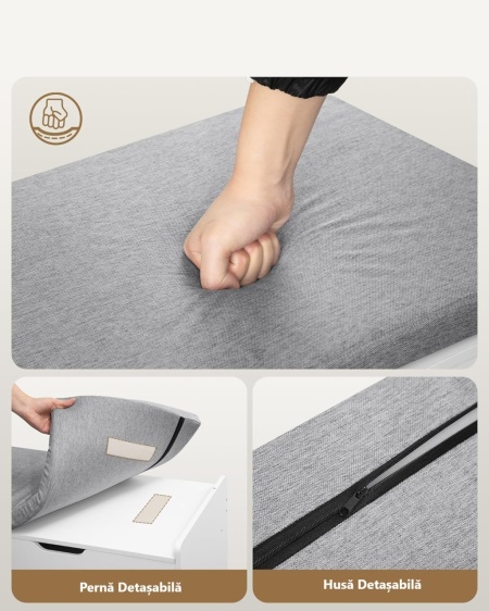 Bancuta alba 100 cm pentru Hol, pantofi, depozitare - BAA35 - Img 11