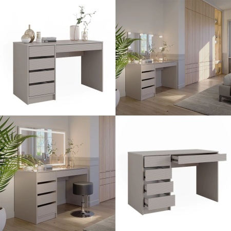 BIC202 - Masa de birou, 120 cm, home office cu 5 sertare - Crem - Img 3