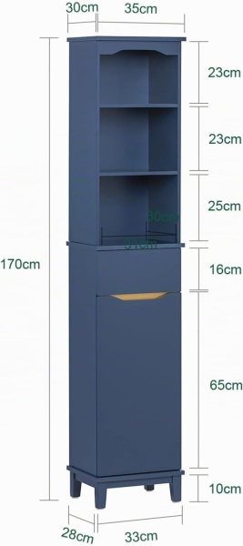 BLUME8 - Set Mobilier Baie Blume 2 piese - Masca chiuveta, Dulap inalt - Albastru - Img 10