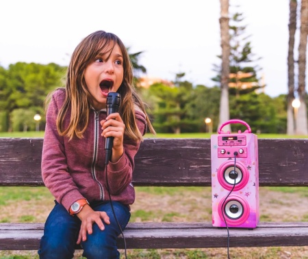 CADC9 - Set Sistem Mini Karaoke si 2 Mini Microfoane, Jucarii copii, Cadou, Petreceri in familie - Roz - Img 8