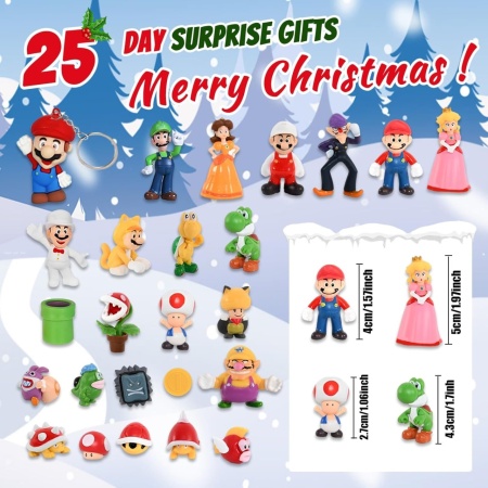 CADV30 - Calendar Advent Copii - Personaje Super Bros, 24 Surprize pentru Craciun pentru fete si baieti - Img 5
