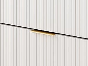 COA222 - Comoda, 120 cm, dulap living, dormitor sau hol cu 6 sertare - Alb - Auriu - Img 2