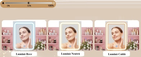Masuta machiaj cu Oglinda LED si 2 Sertare pentru Cosmetice, Set Masa toaleta 90 cm, Alb / Negru / Roz, masuta cosmetica, vanity - SER203 - Img 12