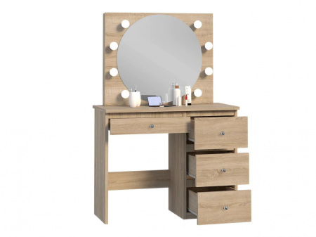 Masuta machiaj cu Oglinda LED si 4 Sertare pentru Cosmetice, Set Masa toaleta 94 cm, masuta cosmetica, vanity - SEM527 - Img 3
