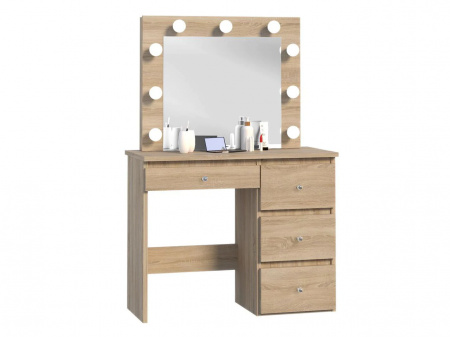 Masuta machiaj cu Oglinda LED si 4 Sertare pentru Cosmetice, Set Masa toaleta 94 cm, masuta cosmetica, vanity - SEM529 - Img 3