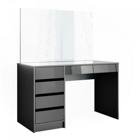 Masuta machiaj cu Oglinda LED si 5 Sertare pentru Cosmetice, Set Masa toaleta 120 cm, Gri, masuta cosmetica, vanity - SEG207 - Img 7