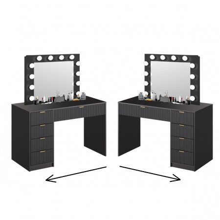 Masuta machiaj cu Oglinda LED si 5 Sertare pentru Cosmetice, Set Masa toaleta 120 cm cu Riflaj, masuta cosmetica, vanity - SEN22 - Img 5