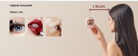 Masuta machiaj cu Oglinda LED si 9 Sertare pentru Cosmetice, Set Masa toaleta 110 cm, Alb, masuta cosmetica, vanity - SEA822 - Img 5