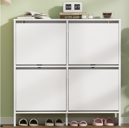 PANA205 - Pantofar 100 cm ingust, 4 compartimente, pantofare, depozitare pantofi, mobilier hol - Alb
