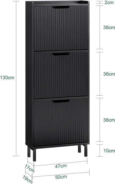 PANA26 - Pantofar Hol cu 3 compartimente, 50 cm, comoda, dulap depozitare pantofi foarte ingust - Alb sau Negru - Img 4