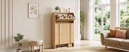 Pantofar maro ingust 70 cm cu 3 compartimente, pantofare cu Riflaje, depozitare pantofi, mobilier hol - PANM10 - Img 5