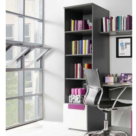 RAG601 - Rafturi, biblioteca 52 cm, birou, living, hol - Gri-Alb-Mov