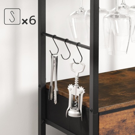 RVI7 - Rafturi Vin, 40 cm, depozitare vin, raft stil industrial, bucatarie, living, dining - Negru - Maro - Img 2
