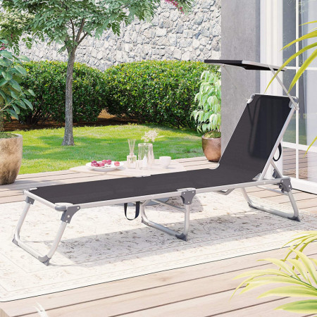 SEZN1 - Sezlong plaja 55 cm - Mobilier gradina, plaja, terasa - Negru