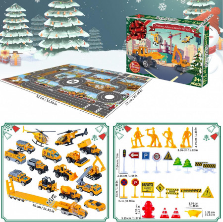 CADV1 - Calendar Advent Copii pentru 2-6 ani - Jucarii Constructii, Santier, 24 Surprize ingineresti pentru Craciun - Img 7