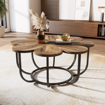 MAI21 - Masuta de cafea, 100 cm, masa living, stil industrial - Maro - Negru - Img 6