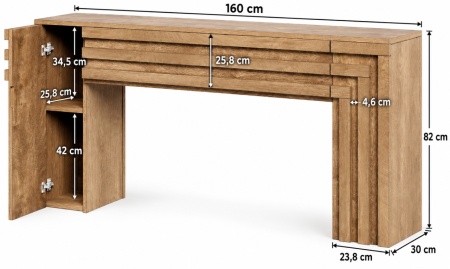 MAM42 - Masa Consola, 160 cm, masuta Hol cu spatiu de depozitare, aspect de Lemn, Living, Dining, Dormitor - Maro - Img 6