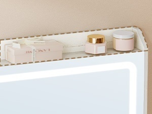 Masuta machiaj cu Oglinda LED si 11 Sertare pentru Cosmetice, Set Masa toaleta 108 cm, Alb, masuta cosmetica, vanity cu Priza si USB - SEA12 - Img 11