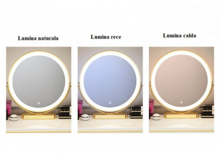 Masuta machiaj cu Oglinda LED si 4 Sertare pentru Cosmetice, Set Masa toaleta 100 cm, Alb, masuta cosmetica, vanity - SEA90 - Img 2