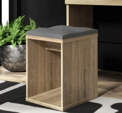 Masuta machiaj cu Oglinda LED si 4 Sertare pentru Cosmetice, Set Masa toaleta 120 cm, Stejar, masuta cosmetica, vanity - SEM518 - Img 2