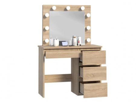 Masuta machiaj cu Oglinda LED si 4 Sertare pentru Cosmetice, Set Masa toaleta 94 cm, masuta cosmetica, vanity - SEM525 - Img 3