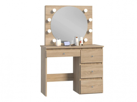 Masuta machiaj cu Oglinda LED si 4 Sertare pentru Cosmetice, Set Masa toaleta 94 cm, masuta cosmetica, vanity - SEM527 - Img 4