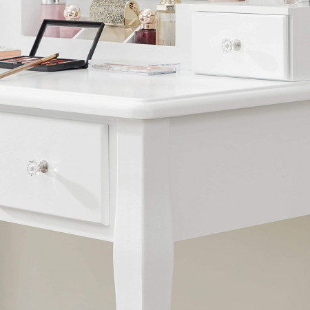 Masuta machiaj cu Oglinda LED si 5 Sertare pentru Cosmetice, Set Masa toaleta 80 cm, Alb, masuta cosmetica, vanity - SEA375 - Img 2