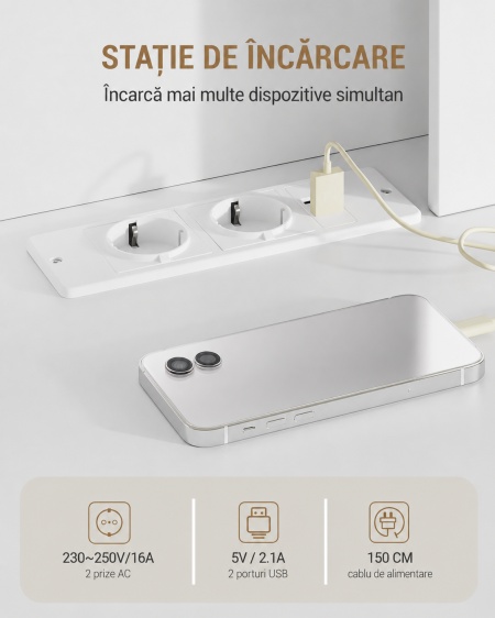 Masuta machiaj cu Oglinda LED si 9 Sertare pentru Cosmetice, Set Masa toaleta 109 cm, Alb, masuta cosmetica, vanity - SEA19 - Img 10