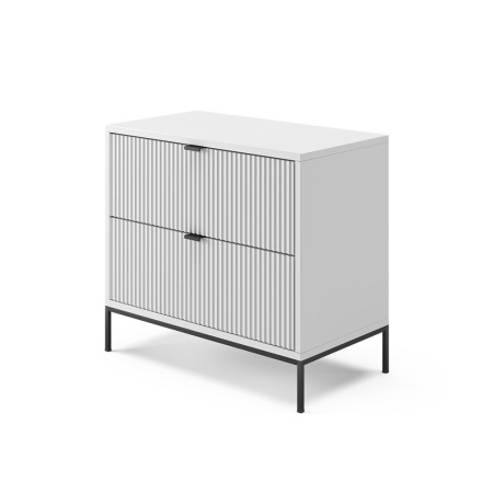 NOA243 - Set 2x Noptiere 66 cm, cu 2 sertare, pentru dormitor - Alb - Negru - Img 2