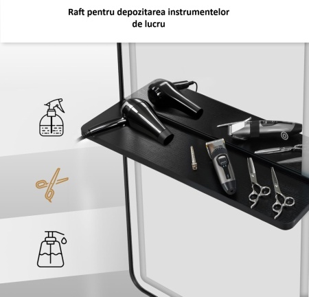 OGPR202 - Oglinda 65 x 177 cm, pentru perete, salon, coafor - Auriu / Alb / Negru - Img 7