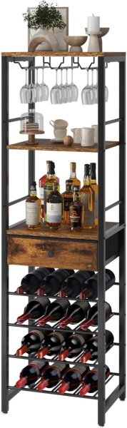 RVI8 - Rafturi Vin, 40 cm, depozitare vin, raft stil industrial, bucatarie, living, dining - Negru / Alb / Maro - Img 5
