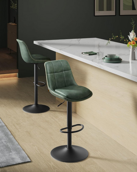 SCB3 - Set 2x Scaune Bar Negre / Maro / Gri / Verde - Piele ecologica - Img 12