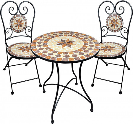 SEGM206 - Set Masa si scaune pliante Mozaic gradina, terasa, balcon - Maro